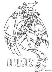 Husk Hazbin Hotel Coloring Page with name