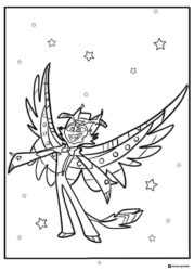 Husker Coloring Page Flying with Stars