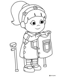 Katerina Kittycat Coloring Page holding a small banner