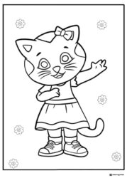 Katerina Kittycat Coloring Page surrounded by flowers