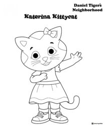 Katerina Kittycat waving coloring page