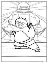 Kung Fu Panda Po in fighting stance coloring sheet