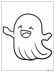 Laughing ghost with open arms coloring page