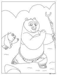 Li Shan and Po Kung Fu Panda Coloring Page practicing