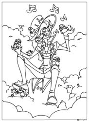 Lucifer Hazbin Hotel Coloring Page with musical notes