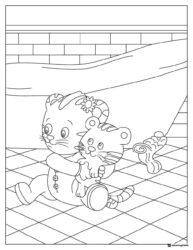 Margaret Tiger Coloring Page holding a small tiger toy