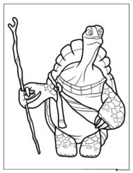 Master Oogway with staff coloring page