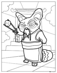 Master Shifu eating with chopsticks coloring page