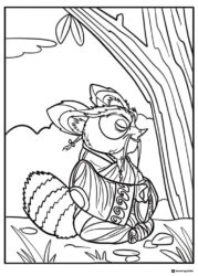 Master Shifu meditating under tree coloring page