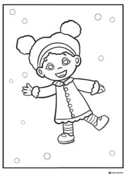 Miss Elaina Coloring Page in winter clothes with circles