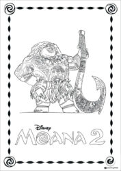 Moana 2 Maui with Fishhook Coloring Page