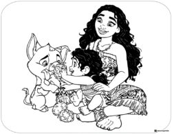 Moana Baby Moana and Pua Coloring Page
