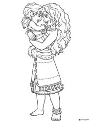 Moana Holding Baby Coloring Page