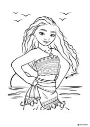 Moana Standing on Beach Coloring Page