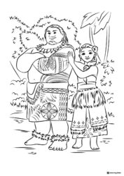 Moana and Maui Coloring Page