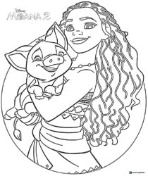 Moana and Pua Portrait Coloring Page
