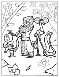 Monkey Tigress Crane and Viper coloring page