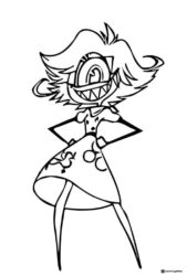 Niffty Hazbin Hotel Coloring Page with hands on hips