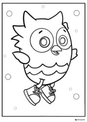 O the Owl Coloring Page flying with circles