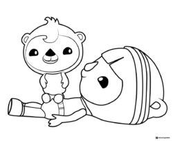 Octonauts Kwazii and a sea lion coloring page