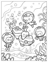 Octonauts having underwater tea party coloring page