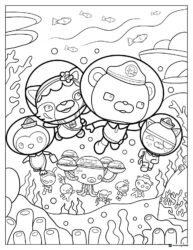 Octonauts team underwater scene coloring page