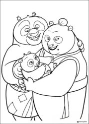 Panda family with baby Kung Fu Panda Coloring Sheet