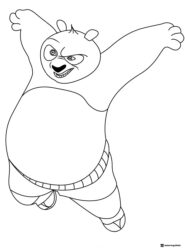 Po Kung Fu Panda Coloring Page mid jump