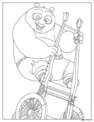 Po Kung Fu Panda Coloring Sheet on a training dummy