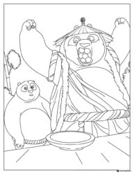 Po and Li Shan Kung Fu Panda Coloring Sheet shouting
