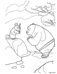 Po and Master Shifu talking coloring page