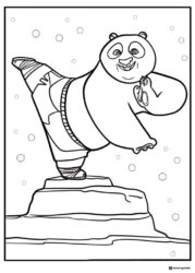 Po balancing on rock Kung Fu Panda Coloring Page