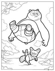 Po falling towards Master Shifu coloring page