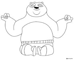 Po meditating in lotus position coloring page