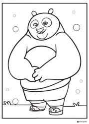 Po standing with arms crossed coloring sheet