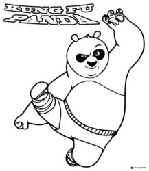 Po with Kung Fu Panda title Coloring Page