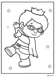Prince Wednesday posing with crown coloring page