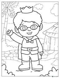 Prince Wednesday waving coloring page