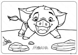 Pua Pig with Rocks Coloring Page