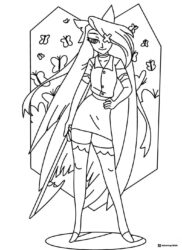 Rosie Hazbin Hotel Coloring Sheet with butterflies