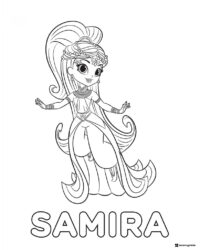 Samira in flowing robes coloring page