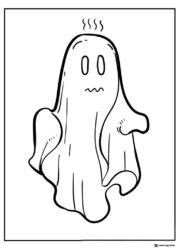 Scared Ghost Coloring Page