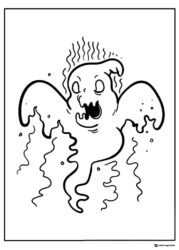Scary Ghost Coloring Page with Swirling Trails