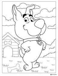 Scooby Doo Coloring Page by his dog house