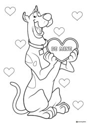 Scooby Doo Coloring Page with Be Mine heart