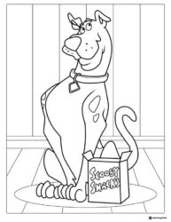 Scooby Doo Coloring Page with box of Scooby Snacks