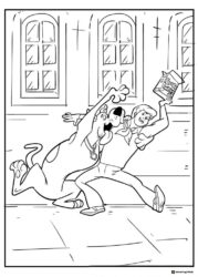 Scooby Doo and Fred with Scooby Snacks coloring sheet
