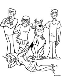 Scooby Doo and Mystery Inc. gang coloring sheet