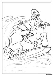 Scooby Doo and Shaggy surfing coloring sheet