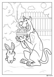 Scooby Doo and bunny with Easter eggs coloring page